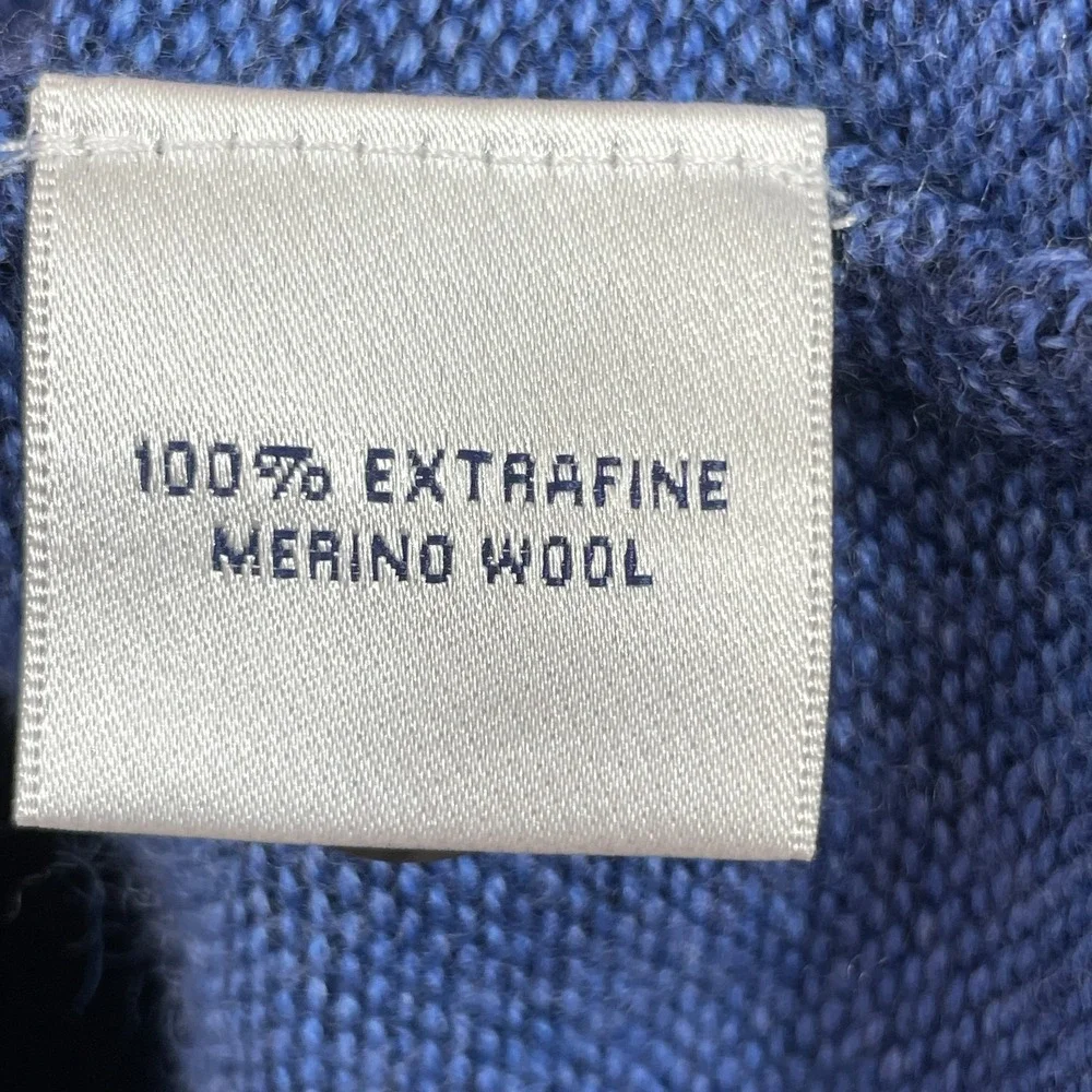 PETER MILLAR Sweater Men's XL Blue 100% Extra Fine Merino Wool 1/4 Zip